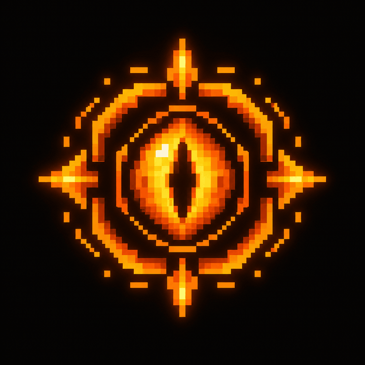 VyuSec's glowing orange pixel eye emblem